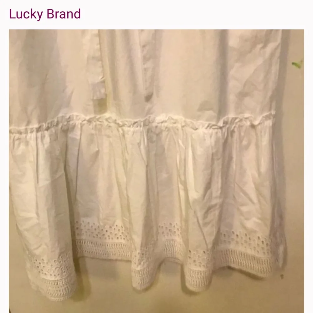 Lucky Brand White Eyelet Tie-Waist Midi Dress - Picture 12 of 15